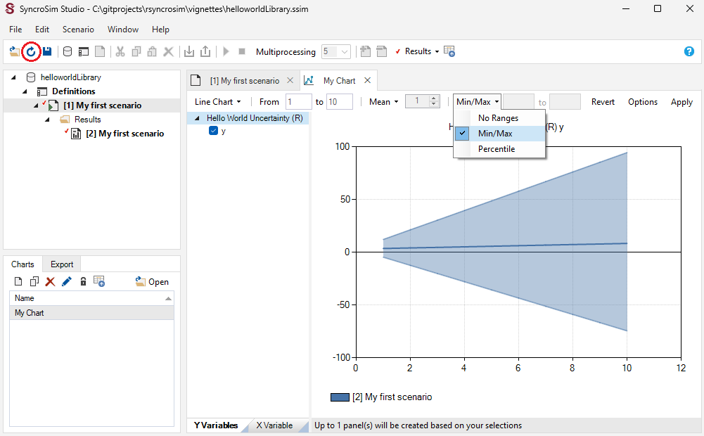 Using rsyncrosim with the SyncroSim Windows User Interface to plot uncertainty